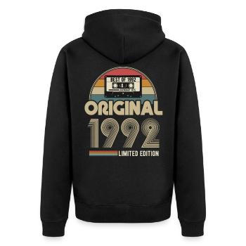 1992 Original Vintage Birthday Gift - Unisex Premium Organic Zip Hoodie - black - Back - Nico (187cm)