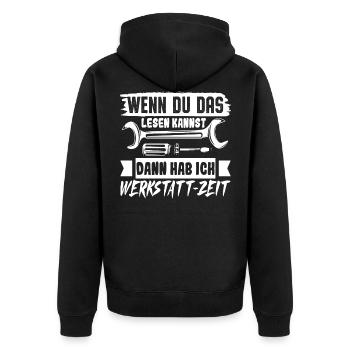 Werkstatt Zeit Schrauber Mechaniker KFZ Schrauben - Unisex Premium Bio Zip Hoodie - Schwarz - Hinten - Nico (187cm)