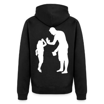 Familie Papa Tochter - Unisex Premium Bio Zip Hoodie - Schwarz - Hinten - Nico (187cm)
