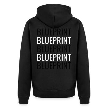 TEMPLATE | All Products | Light | +Kids - Unisex Premium Bio Zip Hoodie - Schwarz - Hinten - Nico (187cm)