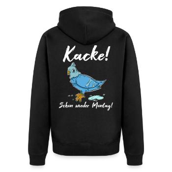 Kacke! Schon wieder Montag - Unisex Premium Bio Zip Hoodie - Schwarz - Hinten - Nico (187cm)