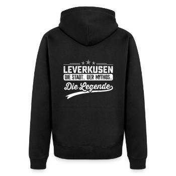 Leverkusen die Stadt der Mythos Leverkusener - Unisex Premium Bio Zip Hoodie - Schwarz - Hinten - Nico (187cm)