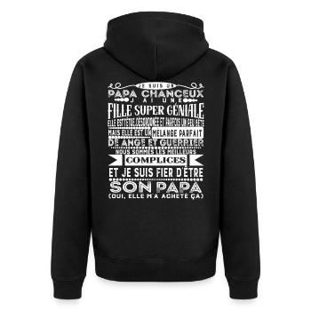Je suis un papa chanceux t-shirt homme cadeau - Veste à capuche bio Premium Unisexe - noir - Dos - Nico (187cm)