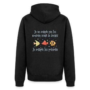 Je compte les poissons pêche - Unisex Premium Bio Zip Hoodie - Schwarz - Hinten - Nico (187cm)