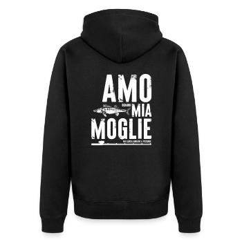 Amo mia moglie pesca - Unisex Premium Bio Zip Hoodie - Schwarz - Hinten - Nico (187cm)