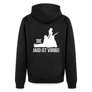 De Jagd ist vorbei Jungggesellenabschied - Unisex Premium Bio Zip Hoodie - Schwarz - Hinten - Nico (187cm)