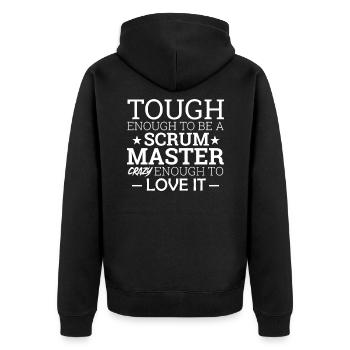 "Scrum Master Tough Enough" | "Scrum Master" - Unisex Premium Bio Zip Hoodie - Schwarz - Hinten - Nico (187cm)