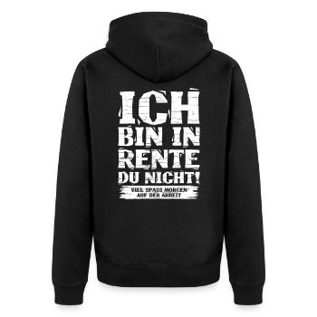 Rente - Unisex Premium Bio Zip Hoodie - Schwarz - Hinten - Nico (187cm)