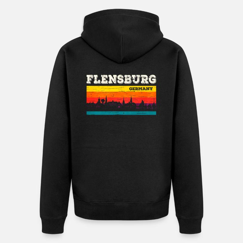 Flensburg - Unisex Premium Bio Zip Hoodie - Schwarz