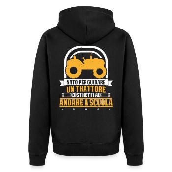 Detti Farmer Contadino Ragazzi Nato Per Guidare - Unisex Premium Bio Zip Hoodie - Schwarz - Hinten - Nico (187cm)