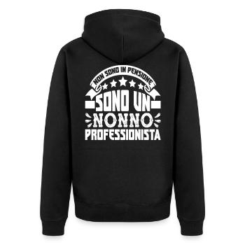 Non sono in pensione sono un Nonno professionista - Unisex Premium Bio Zip Hoodie - Schwarz - Hinten - Nico (187cm)