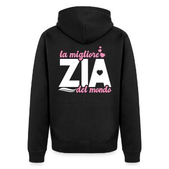 La migliore Zia del mondo super - Unisex Premium Bio Zip Hoodie - Schwarz - Hinten - Nico (187cm)