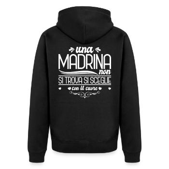 Una Madrina non si trova si sceglie con il cuore - Unisex Premium Bio Zip Hoodie - Schwarz - Hinten - Nico (187cm)