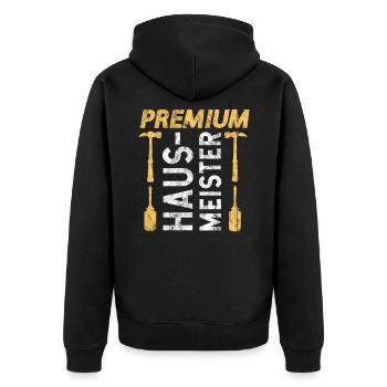 Lustiges Hausmeister Hauswart Haustechniker Beruf - Unisex Premium Bio Zip Hoodie - Schwarz - Hinten - Nico (187cm)