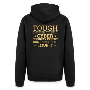 "Cyber Security Expert Crazy | Hacker" - Unisex Premium Bio Zip Hoodie - Schwarz - Hinten - Nico (187cm)