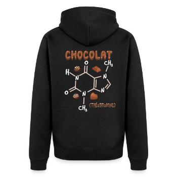 Chocolate - Unisex Premium Organic Zip Hoodie - black - Back - Nico (187cm)