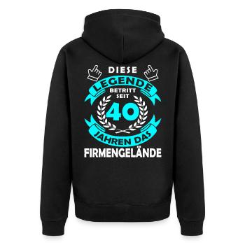 Legend enters 40 years of grounds - Company anniversary - Unisex Premium Organic Zip Hoodie - black - Back - Nico (187cm)