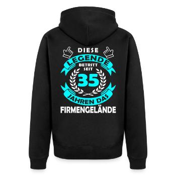 La légende entre dans 35 ans de terrain - Anniversaire de l’entreprise - Veste à capuche bio Premium Unisexe - noir - Dos - Nico (187cm)