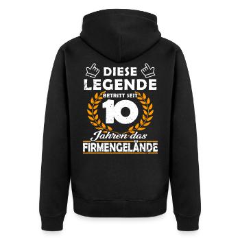 Legend enters 10 years of grounds - company anniversary - Unisex Premium Organic Zip Hoodie - black - Back - Nico (187cm)