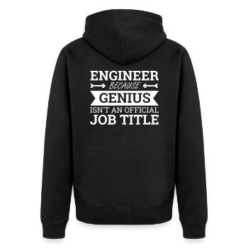 « Ingénieur Genius | Ingénieur » - Veste à capuche bio Premium Unisexe - noir - Dos - Nico (187cm)