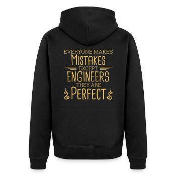 « Ingénieur Perfect | Ingénieur » - Veste à capuche bio Premium Unisexe - noir - Dos - Nico (187cm)
