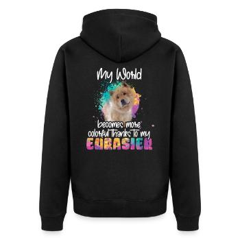 Colorful world thanks to my Eurasier dog - Unisex Premium Organic Zip Hoodie - black - Back - Nico (187cm)