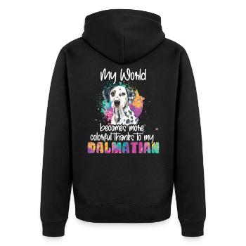Colorful world thanks to my Dalmatian dog - Unisex Premium Organic Zip Hoodie - black - Back - Nico (187cm)
