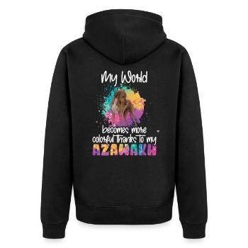 Colorful world thanks to my Azawakh dog - Unisex Premium Organic Zip Hoodie - black - Back - Nico (187cm)