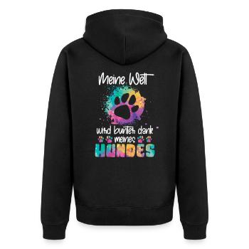 Monde coloré grâce à mon chien - Veste à capuche bio Premium Unisexe - noir - Dos - Nico (187cm)