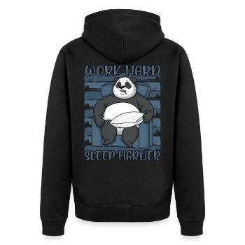 Panda hart arbeiten härter schlafen Spruch lustige - Unisex Premium Bio Zip Hoodie - Schwarz - Hinten - Nico (187cm)