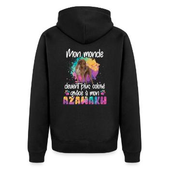 Un monde coloré grâce à mon Azawakh chien - Unisex Premium Bio Zip Hoodie - Schwarz - Hinten - Nico (187cm)