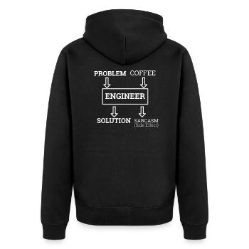 « Ingénieur Sarcasm | Ingénieur » - Veste à capuche bio Premium Unisexe - noir - Dos - Nico (187cm)