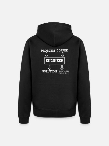 "Engineer Sarcasm | Ingenieur" - Unisex Premium Bio Zip Hoodie - Schwarz