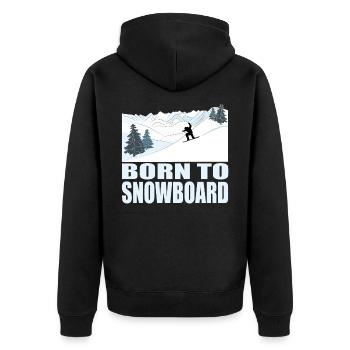 Born to Snowboard - Wintersport - Unisex Premium Bio Zip Hoodie - Schwarz - Hinten - Nico (187cm)