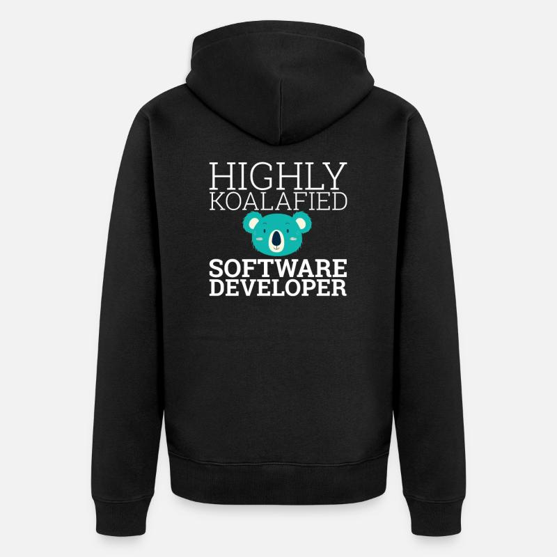 "Software Developer Koalafied | Programmierer" - Unisex Premium Bio Zip Hoodie - Schwarz
