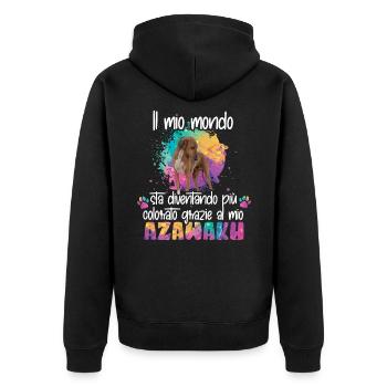Mondo colorato grazie al mio Azawakh cane - Unisex Premium Bio Zip Hoodie - Schwarz - Hinten - Nico (187cm)