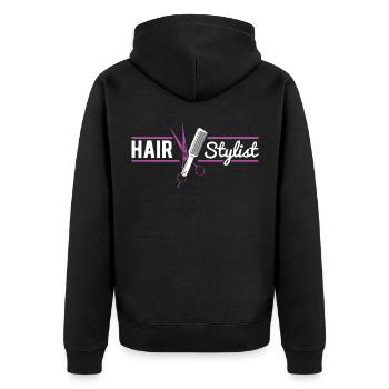 Hairstylist Friseur Friseurin Friseure - Unisex Premium Bio Zip Hoodie - Schwarz - Hinten - Nico (187cm)