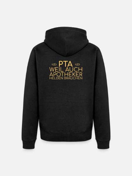 "PTA Helden | Apotheke" - Unisex Premium Bio Zip Hoodie - Schwarz