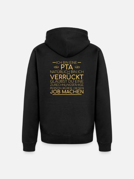 "PTA Verrückt | Apotheke" - Unisex Premium Bio Zip Hoodie - Schwarz