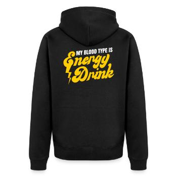 Energy Drink - Unisex Premium Bio Zip Hoodie - Schwarz - Hinten - Nico (187cm)