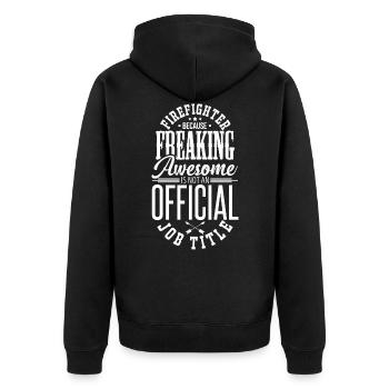 Fireman - Unisex Premium Organic Zip Hoodie - black - Back - Nico (187cm)