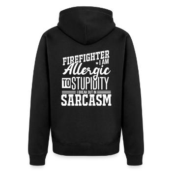 Fireman - Unisex Premium Organic Zip Hoodie - black - Back - Nico (187cm)