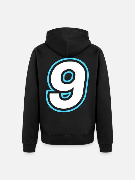 9 Zahl symbol - Unisex Premium Bio Zip Hoodie - Schwarz