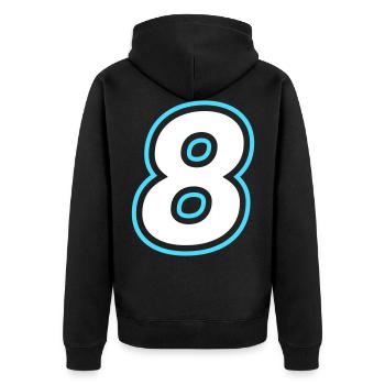 8 Zahl symbol - Unisex Premium Bio Zip Hoodie - Schwarz - Hinten - Nico (187cm)
