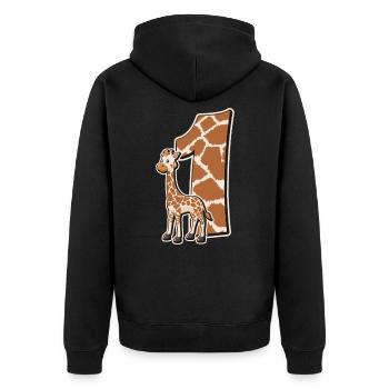 1. Geburtstag - Unisex Premium Bio Zip Hoodie - Schwarz - Hinten - Nico (187cm)
