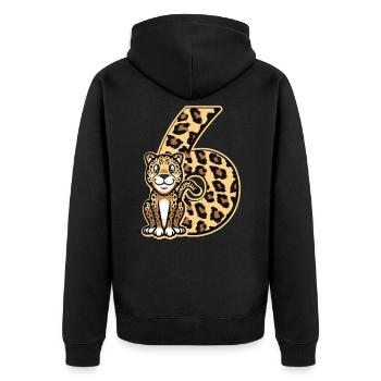 6. Geburtstag - Unisex Premium Bio Zip Hoodie - Schwarz - Hinten - Nico (187cm)