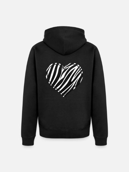 Zebra Herz Geschenk - Unisex Premium Bio Zip Hoodie - Schwarz