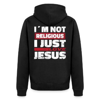 Je ne suis pas religieux, j’aime juste Jésus - chrétien - Veste à capuche bio Premium Unisexe - noir - Dos - Nico (187cm)