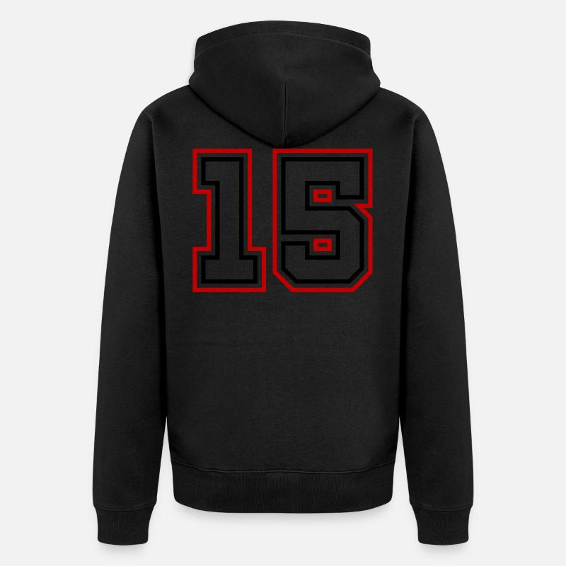 15 Numéro de numéro - Veste à capuche bio Premium Unisexe - noir