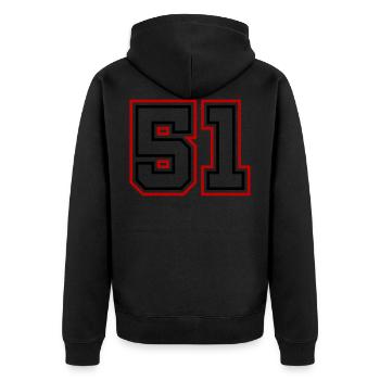 51 Numéro de numéro - Veste à capuche bio Premium Unisexe - noir - Dos - Nico (187cm)